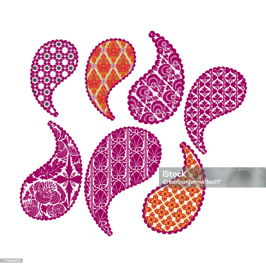 Buta Element Paisley Buta Pattern Set Rangoli Indian Vector Design Element Hand ...