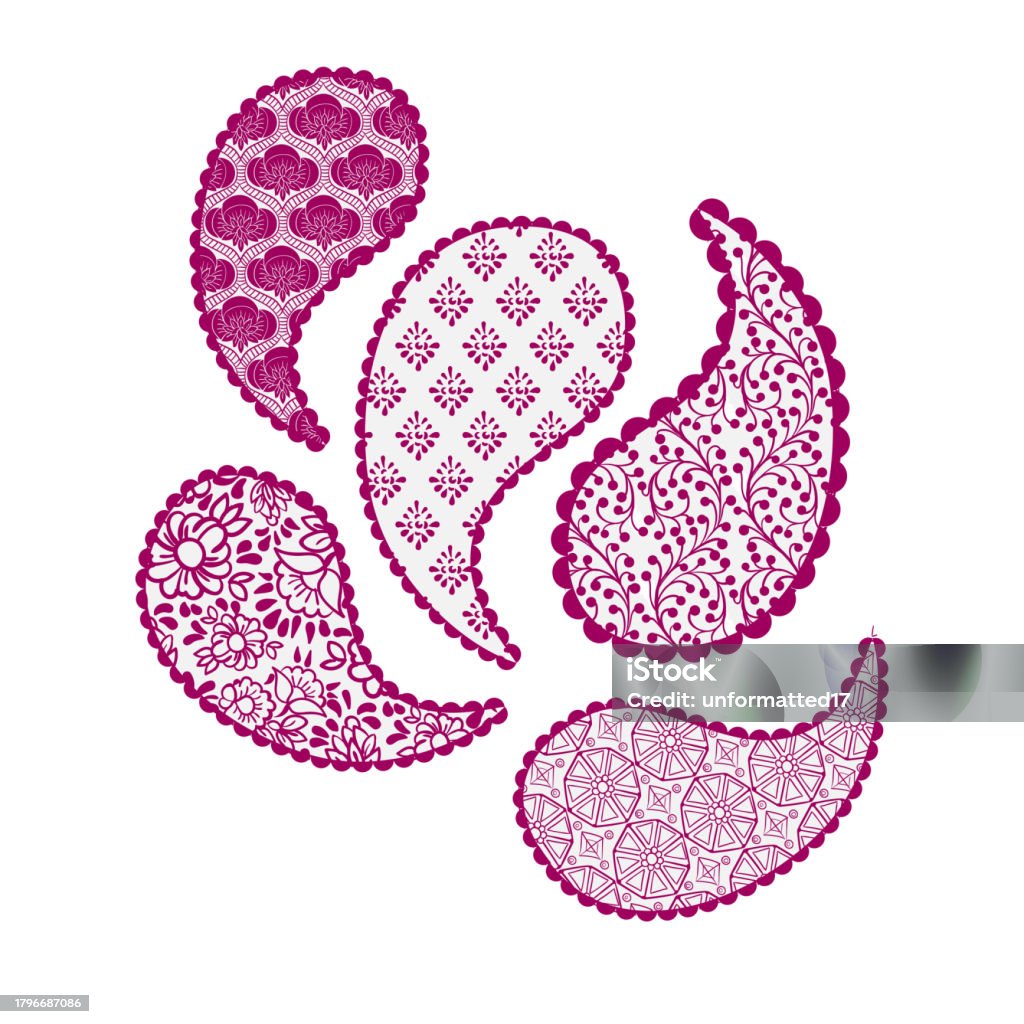 Buta Element Paisley Buta Pattern Set Rangoli Indian Vector Design Element Hand ...