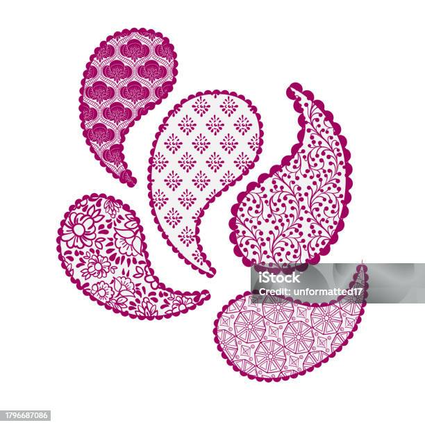 Boder Buta Vector Design Paisley Buta Pattern Set Rangoli Indian Vector Design Element Hand ...