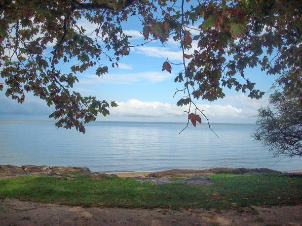 istock View of a serene lagoon with clouds in the background 1796696157