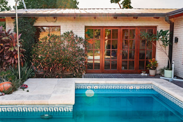 Modern villa with swimming pool. Architecture concept for Real estate.