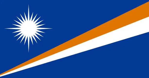 Vector illustration of Republic of the Marshall Islands flag. Official colors. Correct proportion