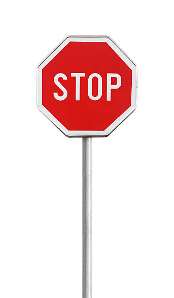 istock Stop road sign isolated on white 179672445