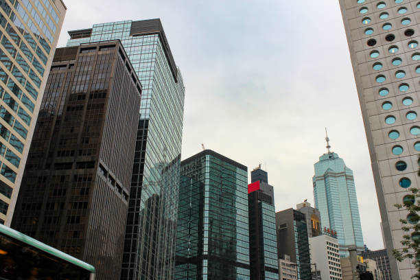 Business financial district skyscraper office building Hong Kong city downtown