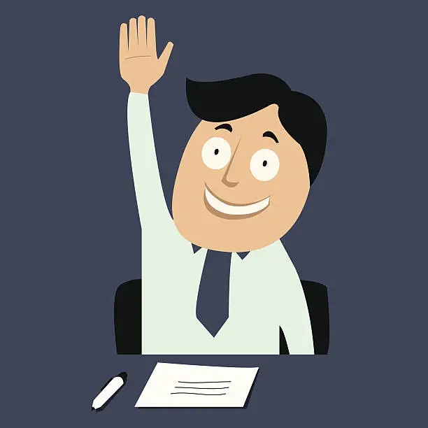 Vector illustration of Businessman raising hand