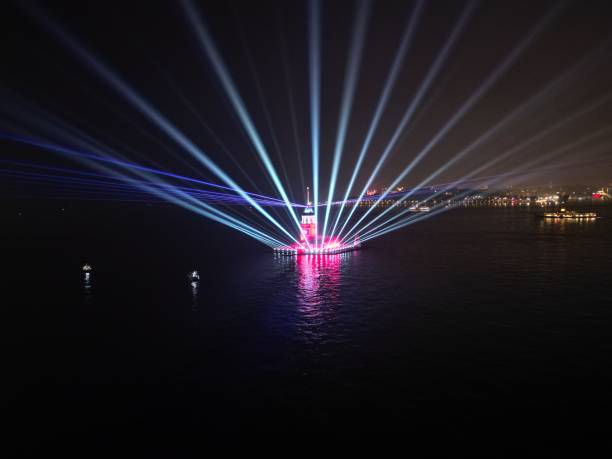 istock Maiden's Tower Drone View at Night 1796738392