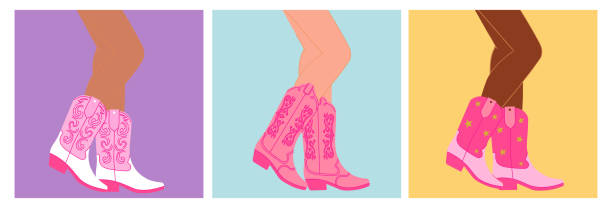 istock Girl in cowboy boots poster in pop art, western style, vector illustration. 1796783077