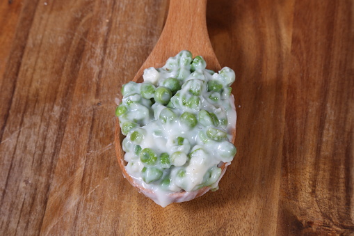 Creamed Peas made with a creamed white sauce