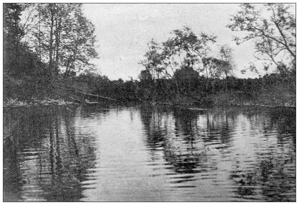istock Antique image of Hampden County, Massachusetts: Springfield, river 1796852704