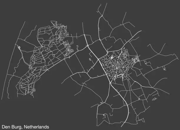 Vector illustration of Street roads map of DEN BURG, NETHERLANDS