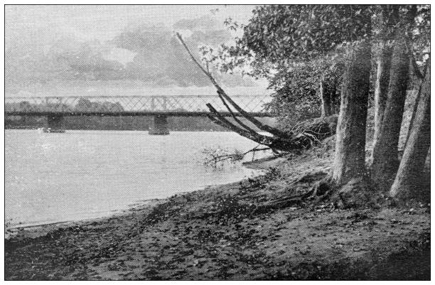 istock Antique image of Hampden County, Massachusetts: Springfield, North end bridge 1796857079