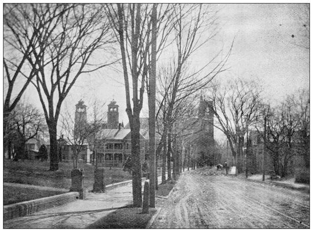 istock Antique image of Hampden County, Massachusetts: Springfield, Sacred Hearth Catholic Church, and School 1796860458