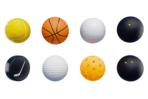 A group of the most popular sports equipment.