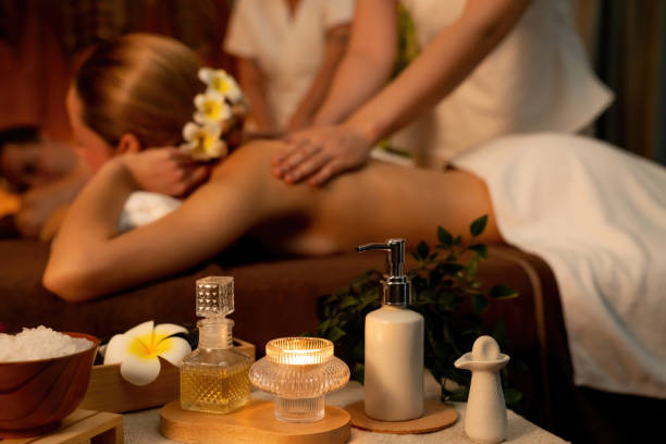 istock Aromatherapy massage ambiance or spa salon composition setup. Quiescent 1796887839