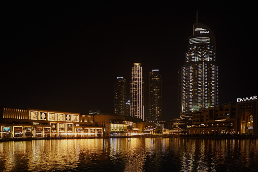 The downtown area of Dubai, popular travel destination for cultural tourism and shopping in United Arab Emirates. Dubai, UAE - 2 February, 2020
