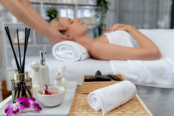 istock Aromatherapy massage ambiance or spa salon composition setup. Quiescent 1796901998