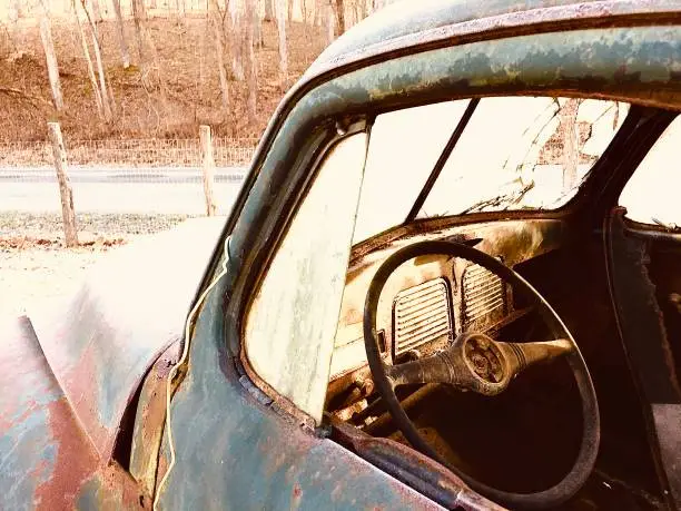 A cl;assoc truck from a different era in time. The Studebaker was located in a rundown farm in Indiana