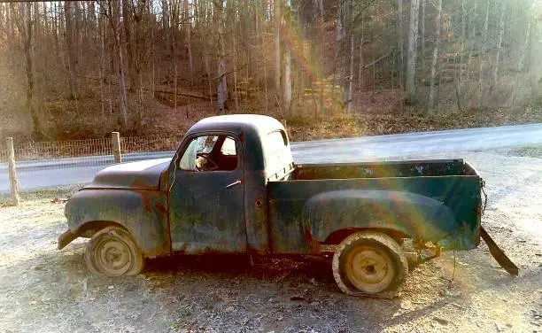 An abandonded Studebaker Truck located on a hiking trip