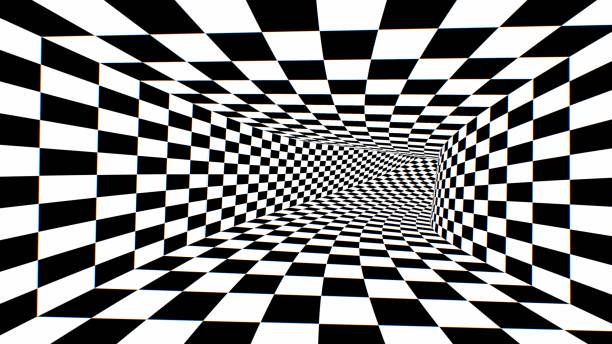 istock Inside Fast Black White Abstract Checkerboard Optical Illusion Tunnel - Abstract Background Texture 1796912361