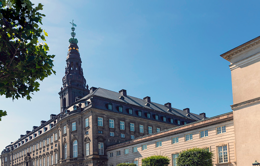 Christiansborg Palace in Copenhagen. Danish Parliament Folketinget. Copenhagen, Denmark.
