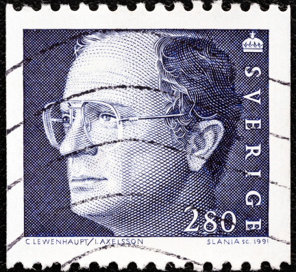 SWEDEN - CIRCA 1991: A stamp printed in Sweden shows King Carl XVI Gustaf, circa 1991.
