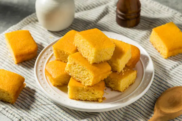 Homemade Baked American Corn Bread with Butter