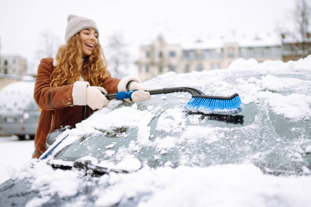 istock Cleaning snow from a car. 1796931501