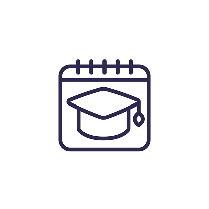 learning schedule line icon on white