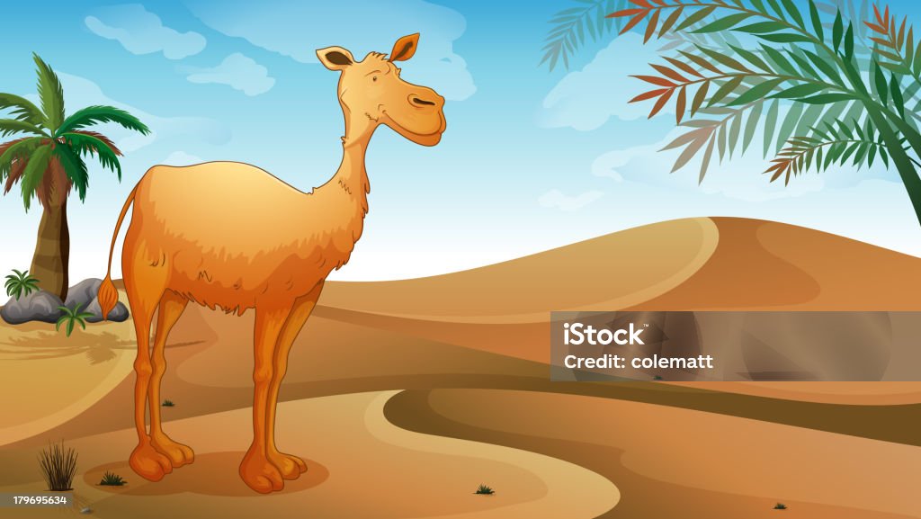 Wielbłąd na pustyni - Grafika wektorowa royalty-free (Biały)