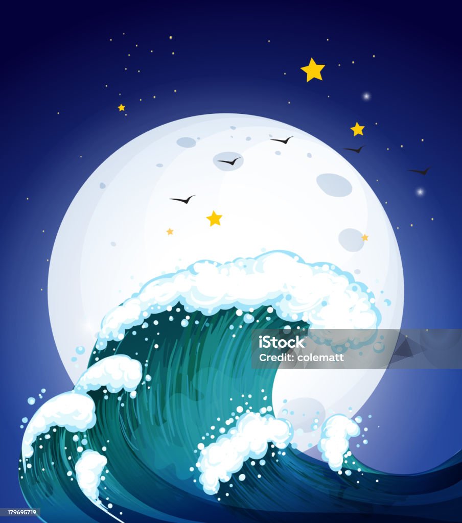 Moon and the waves Moon stock vector