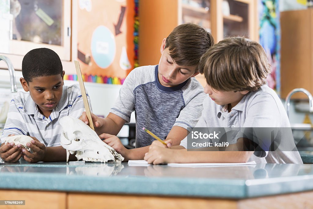 Jungen in science-Klasse - Lizenzfrei Kind Stock-Foto