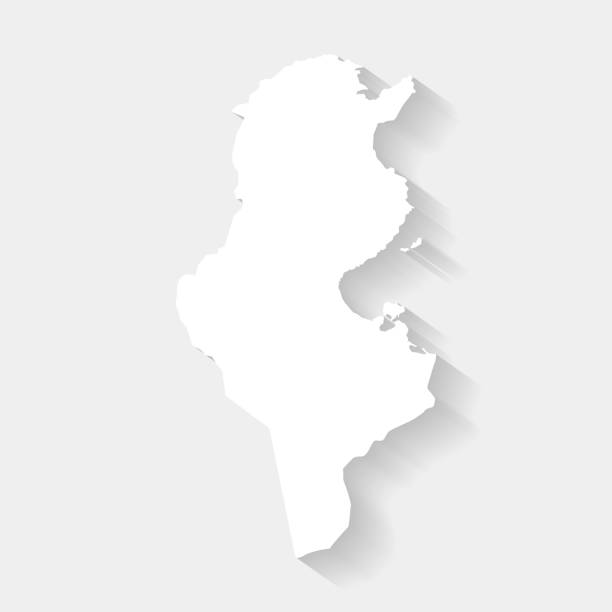 ilustrações de stock, clip art, desenhos animados e ícones de simple white tunusia map on gray background, vector - middle east map east globe