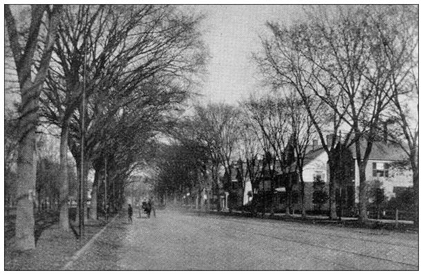 istock Antique image of Hampden County, Massachusetts: Springfield, State Street, Benton Park 1796994315