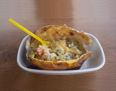 Turkish baked potato with butter, cheese,
