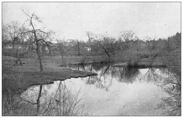 istock Antique image of Hampden County, Massachusetts: Springfield, Pond 1797002952