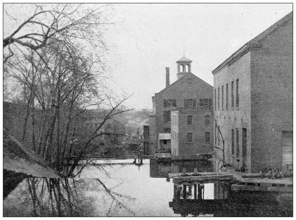 istock Antique image of Hampden County, Massachusetts: Springfield, Mills by the stream 1797004009