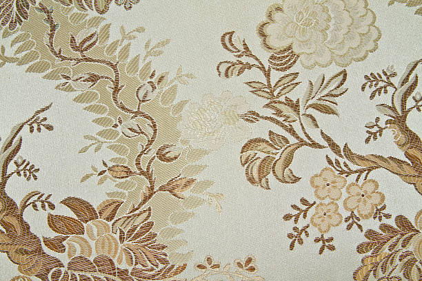 istock Cream color linen texture with flower figures 179700852