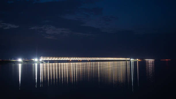 Free Stock Photo of Long Bridge Over Body of Water at Night | Download ...