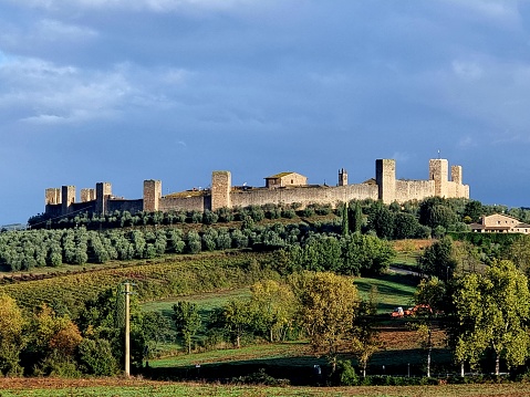 Picturesque old historic village in Fortress near Siena