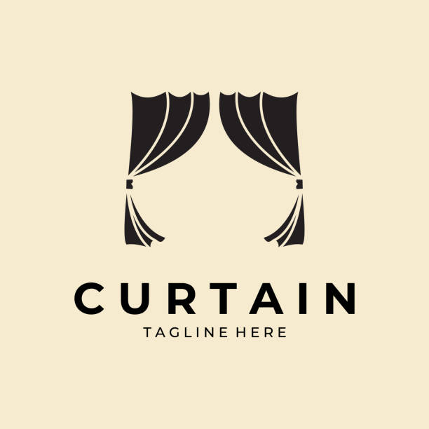 curtains vintage logo vector template design minimalist curtains vintage logo vector template design minimalist theater industry stock illustrations