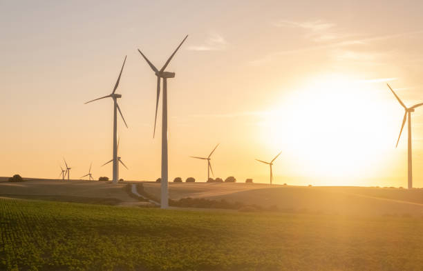 istock Wind power turbines at sunset. 1797048832