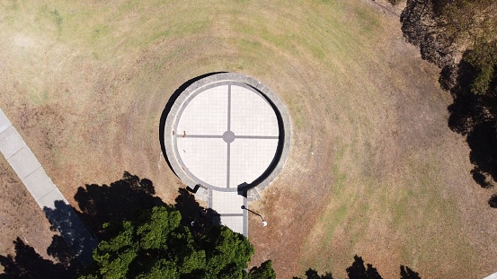 An aerial view of Water Tower Park in Joondalup, Perth, Western Australia, featuring a circular lookout