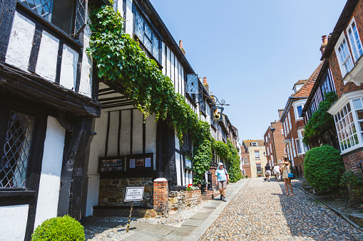 Old historic architecture of the houses and buildings in the historic tourist destination village of Lacock, Wiltshire, England, UK on Wednesday 24th May 2023