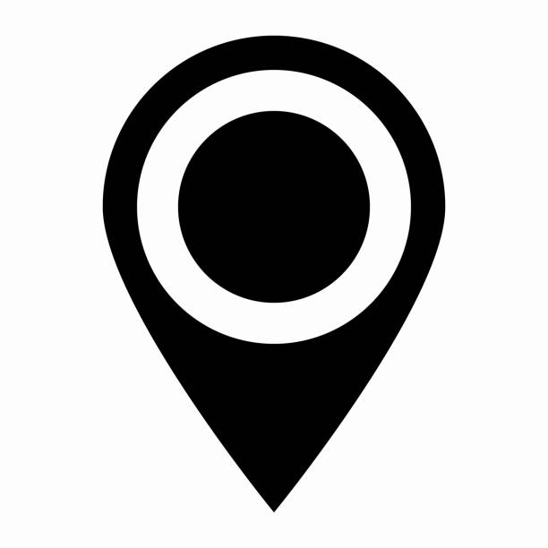 ilustrações de stock, clip art, desenhos animados e ícones de location pin map icon. flat design. vector illustration sign on a white isolated background. - discovery arrow sign circle pattern