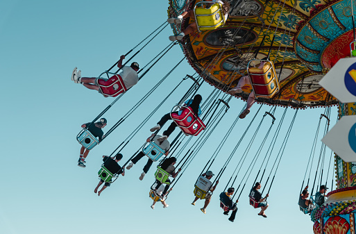 9/3/2021 - Falcon Heights, Minnesota, USA: Swing ride at Minnesota State Fair