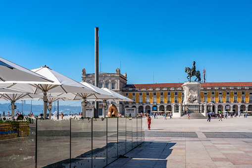 The view of Lisbon's Commerce Square, Portugal.