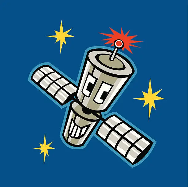 Vector illustration of Happy Satellite