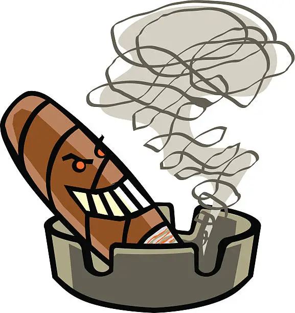 Vector illustration of Cigar in Ashtray