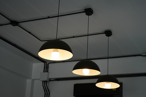 Modern black LED ceiling lights in a room on the ceiling