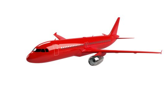 a model of a red airplane isolated on black